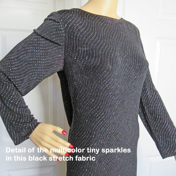 VTG Cache long black sparkly 38 - 40" bust dress, Low cut double drape back WOW! - Picture 7 of 15